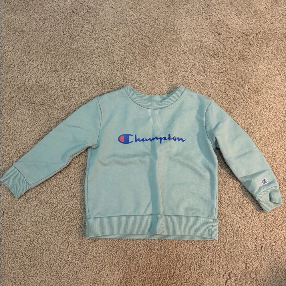 Champion Kids Light Aqua Logo Crewneck Sweatshirt